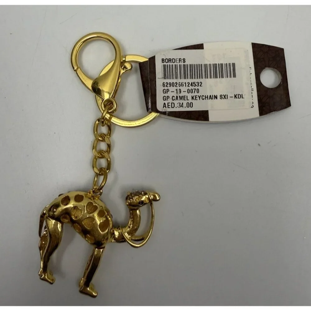 Camel Rhinestone Gold Tone Keychain Key Ring Collectable - Picture 2 of 5